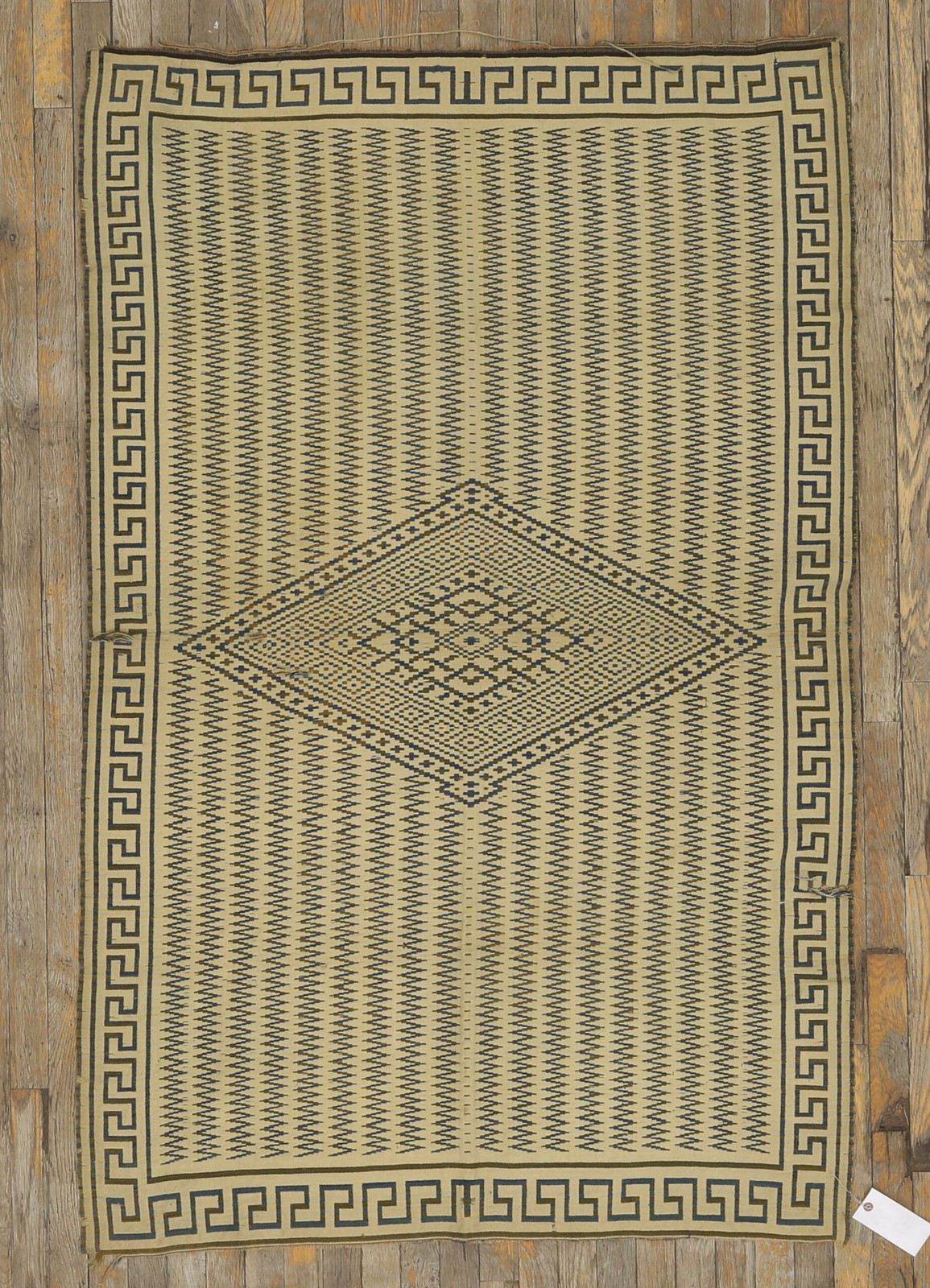 3'x5' Antique Greek Key Border Native American Navajo Flatwoven Rug gallery