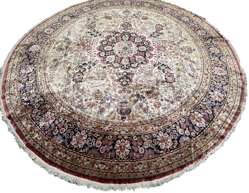 10x10 Exceptional Vintage Round Fine Silk Rug Natural Pure Silk 305cm x 305cm gallery