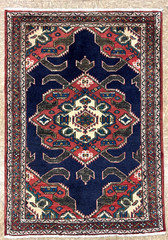 3×4 Vintage Hand Knotted Wool Tribal Geometric Area Rug Navy Blue Red Ardebil