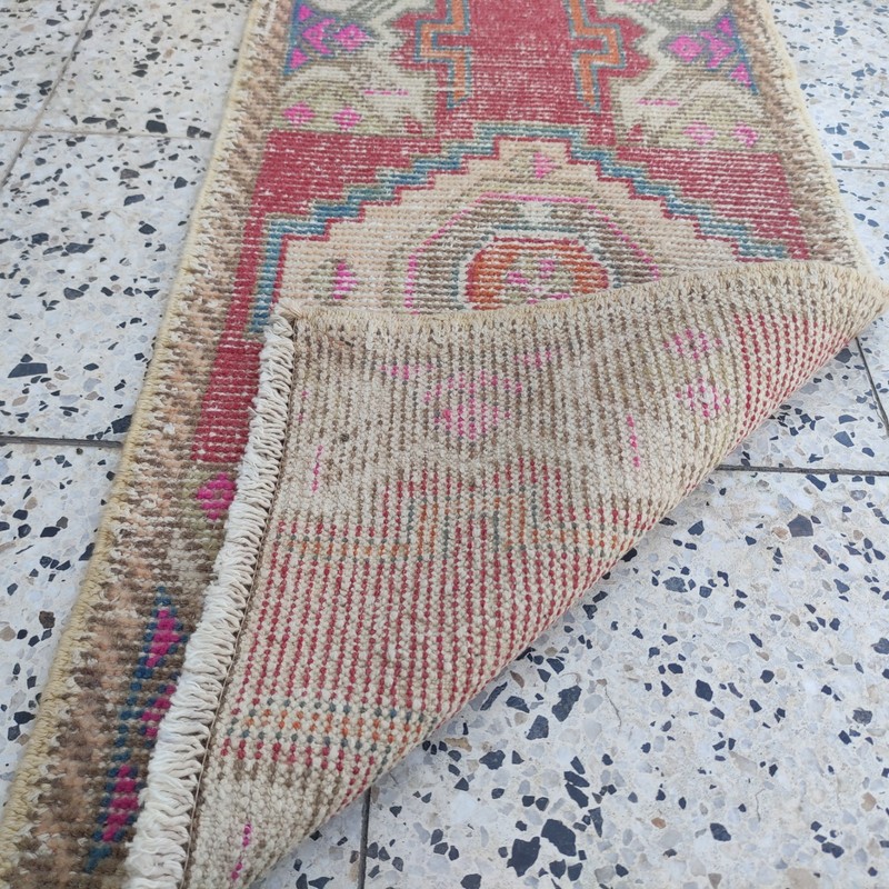 Cherry motif 2x3 Turkish Vintage Small Rug 49 x 92 cm Bath Mat 1.61 x 3.02 ft gallery