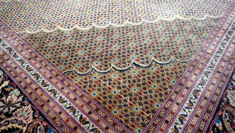 11'5" x 16' Silk & Wool Tabrizz Herati Hand Knotted Navy Blue Superb Quality Rug gallery