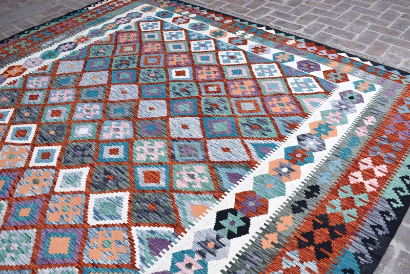 Oversized Afghan Geometric Area Rug 10x17 Handwoven Extra Large Tribal Kilim Rug gallery