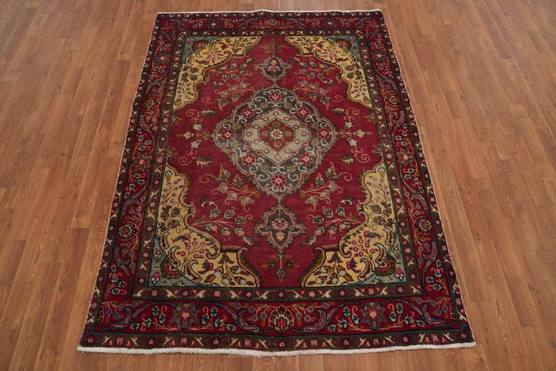 Vintage Traditional Style Red Wool Rug 5x6 ft Hand-knotted Floral Capet gallery