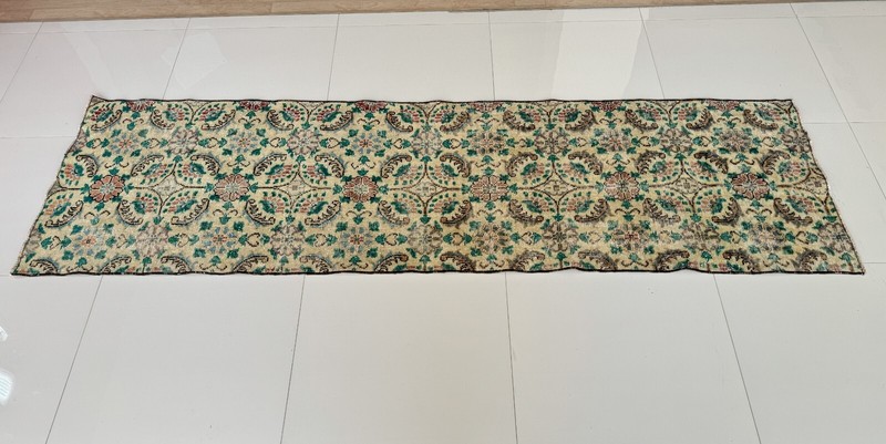 2x8 Turkish Vintage Runner Rug, Handmade Wool Carpet, Beige Blue Red Runner Rug gallery