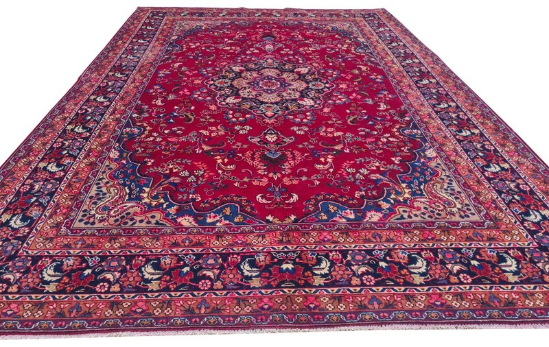 Genuine Hand Knotted Vintage Mashoud Wool Area Rug 12 x 8 Ft gallery