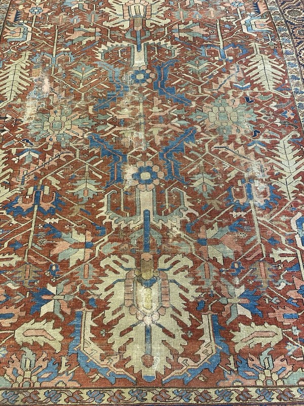 Antique Hand Knotted Per’sian Heriz 9”x11”6” Wool Area Oriental Rug gallery