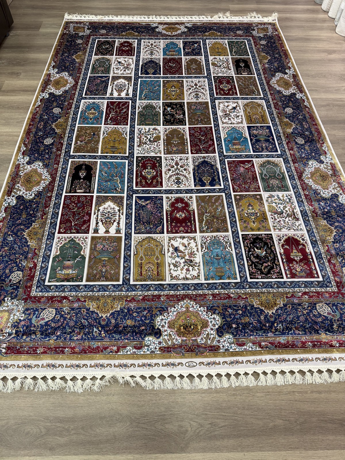 Luxury Turkish Silk Rug 7x10 ft Fringed Oriental Carpet Home Decor gallery
