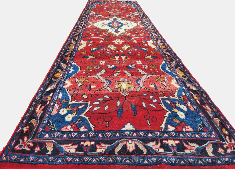 3'9"x12'9" ANTIQUE HAND KNOTTED CAUCASIAN MALAYER TRIBAL WOOL RUG RUNNER gallery
