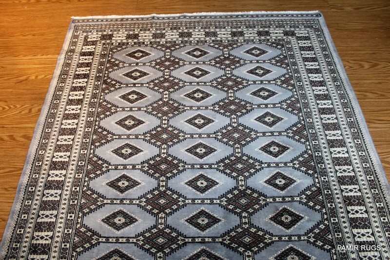 ON SALE _HAND_MADE_ORIENTAL_RUG_TURKMEN 5X8 FT. PAK-Bukhara Rug light blue Pm75 gallery