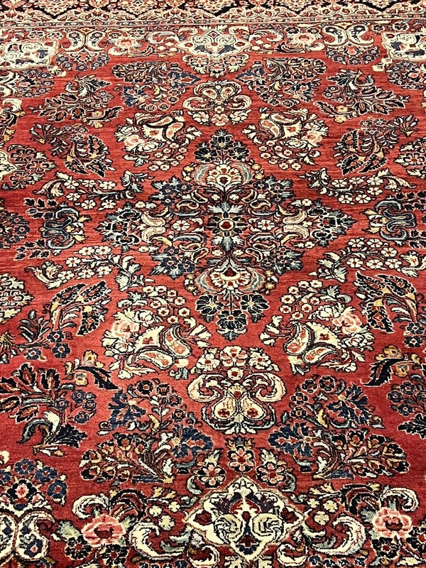7.11 X 10 Antique vintage Sarouk Circa 1920 estate rug. Professionally Washed gallery