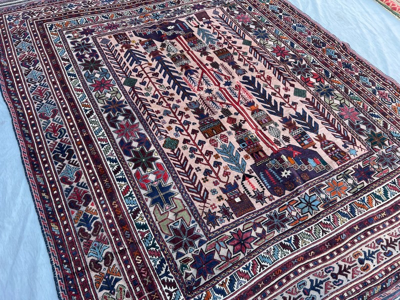 7x9 Vintage Afghan Baluchi Rug, Handknotted Soft Wool Tribal oriental Floor Rug gallery