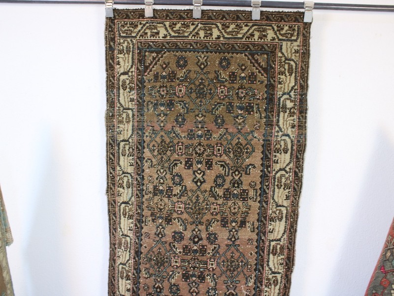 2x10 Red Beige Runner Rug, Handmade Turkish Rug, Vintage Medallion, 2.6x9.7 Ft gallery