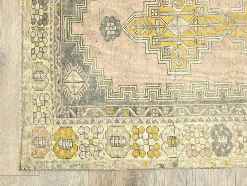 Turkish Oushak Rug 3.8x5.9 ft – Vintage Hand-Knotted Wool Pastel Accent Carpet gallery