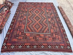 Coral Terracotta Faded Kilim Rug 9’8×13’1 Turkish Antique Tribal Boho decor