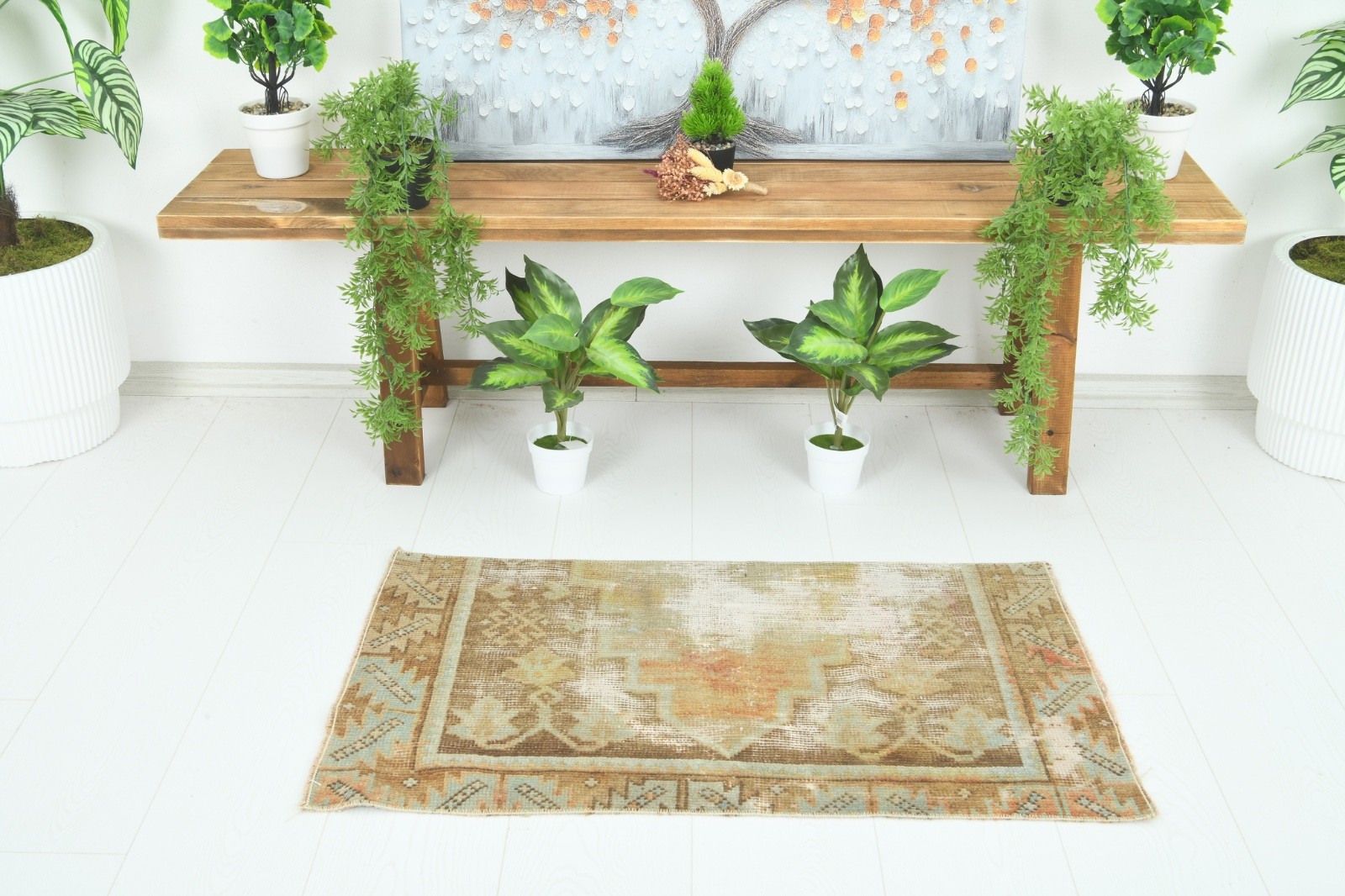 Turkish Door Mat Small Rug 2x3 Handmade Vintage Oushak Mini Rug Bath Carpet,922 gallery