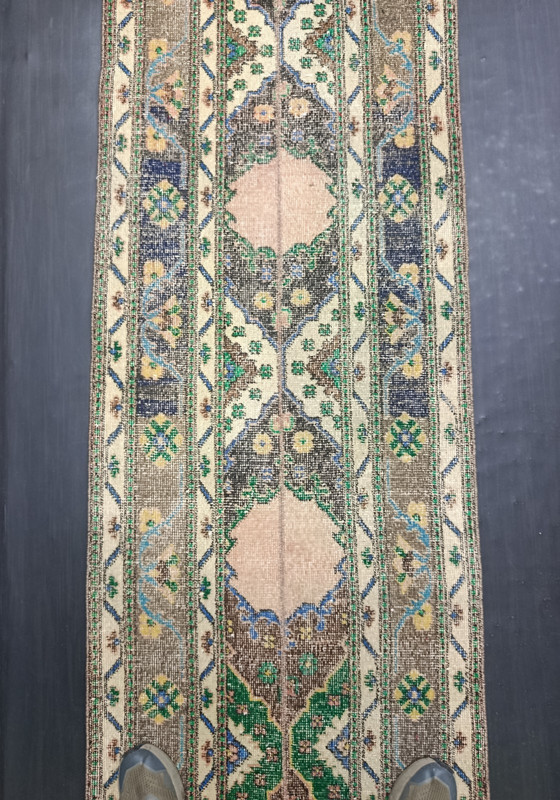 Multicolor Antique Handmade Runner, 2.4x12.9ft, Vintage Patchwork Entryway Rug, gallery