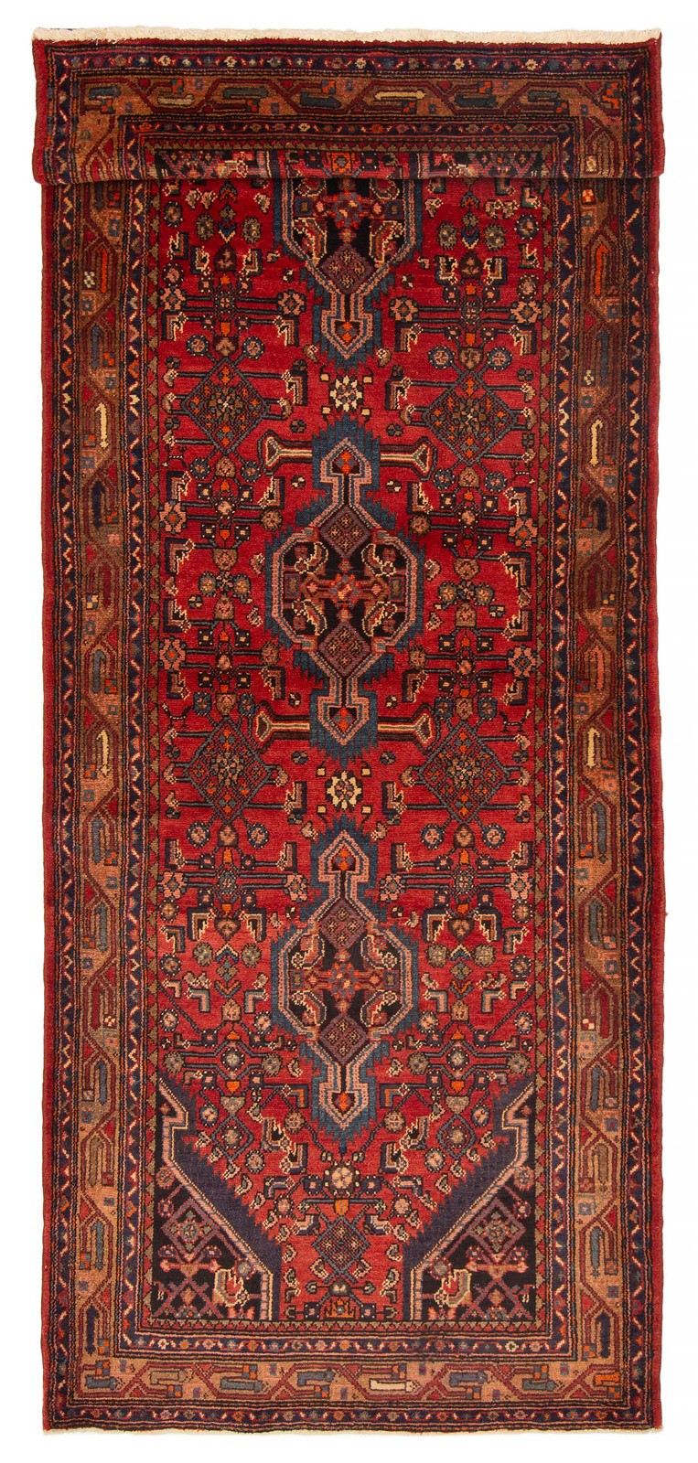 3'9" x 10'2" Vintage Hand-knotted Runner Rug Traditional Oriental Wool Carpet gallery