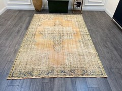 Orange Large Rug, Muted Rug, Pale Rug, Oriental Rug, Handmade Rug, 6.3 x 9 ft