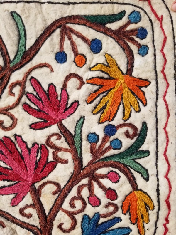 Vintage Handmade Indian Kashmiri Wool Multicolor Namda Runner 5.4x1.9 ft gallery