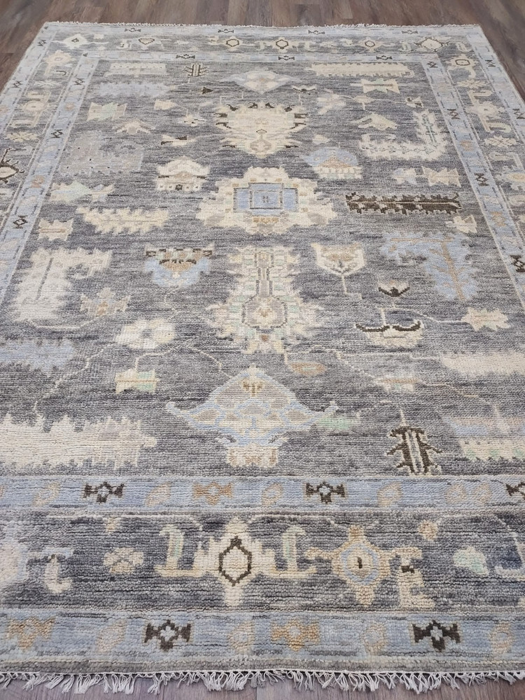 TURKISH OUSHAK RUG.MODERN MULTICOLORED AREA RUG 8x10 FT,HANDMADE BOHEMIAN RUG