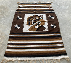 Vintage Handmade Mexican Saltillo Aztec Wool Kilim Rug Carpet 188×108 cm