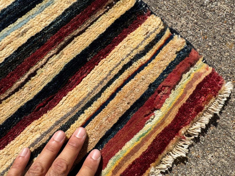 4x5 WOOL VINTAGE GABBEH RUG oriental HANDMADE geometric handwoven small fine 4x6 gallery