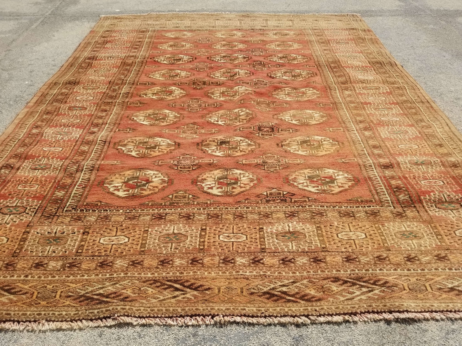 Vintage Distressed Hand Made Traditional Oriental Wool Beige Rug 5.7x4.5ft gallery