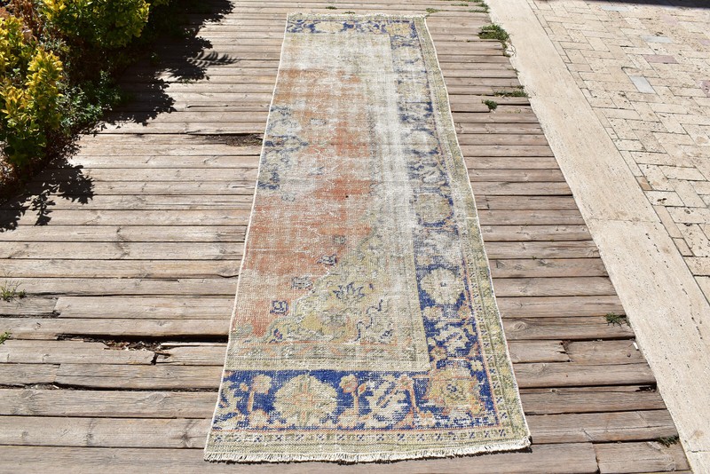 Turkish 34x115 in Oushak Rug 2x9 Natural Wool Runner Hallway Kitchen Carpet gallery