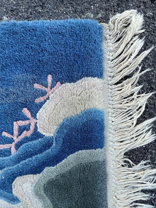 Chinese art deco rug Vintage, wool pile, handknotted, Circa 1930's. Jen Li Brand gallery