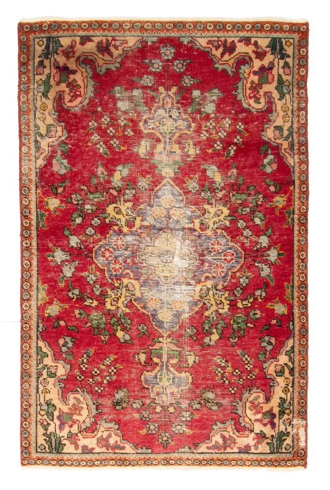 Vintage Hand-Knotted Area Rug 3'1" x 4'10" Traditional Oriental Wool Carpet