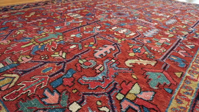 7' x 9'8" ANTIQUE HERIZZ SERAPII HAND KNOTTED WOOL TRIBAL ORIENTAL RUG CLEANED gallery