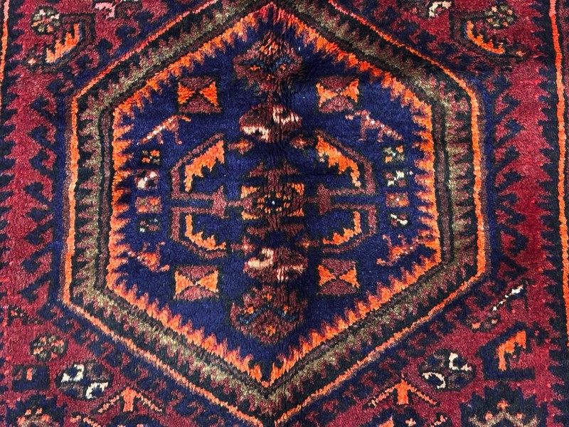 5x7 Vintage Zanjan Rug Hand Knotted Wool Tribal Geometric Oriental Red Navy Area gallery