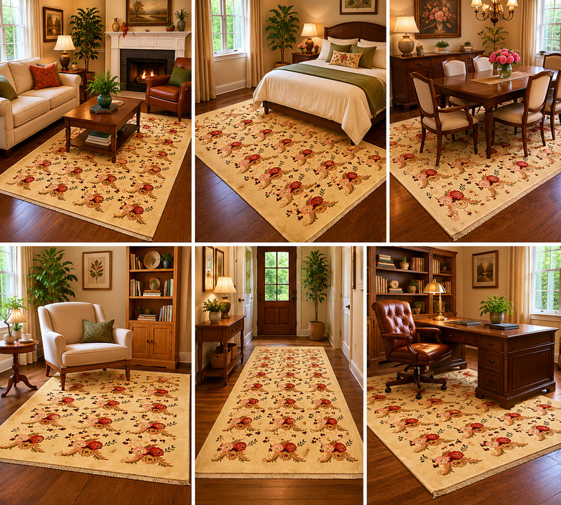 NATURAL WOOL Old Orintal Rugs, Hand Woven,knotted size Approximately 4'8" x6'10" gallery