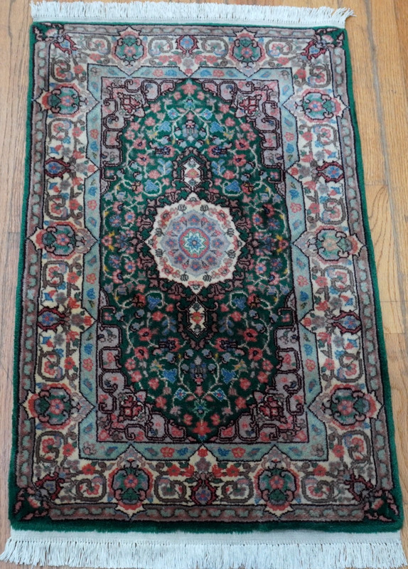 Gorgeous Kermann Hand Knotted Green Oriental Rug 2'1" x 4'3" gallery