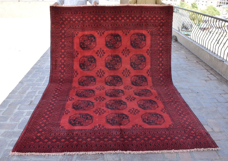 Afghan Antique Ersari Rug 7x9 ft Hand Knotted Wool Vintage Oriental Turkmen Rug gallery