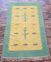 Vintage Handmade Traditional Peruvian Wool Kilim Floor Rug Carpet 181×116 cm
