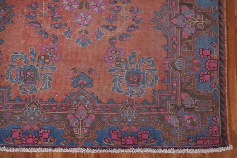 Handmade Coral Vintage Wool Carpet Over-Dyed Traditional Rug 5x10 Ft Tribal Rug gallery