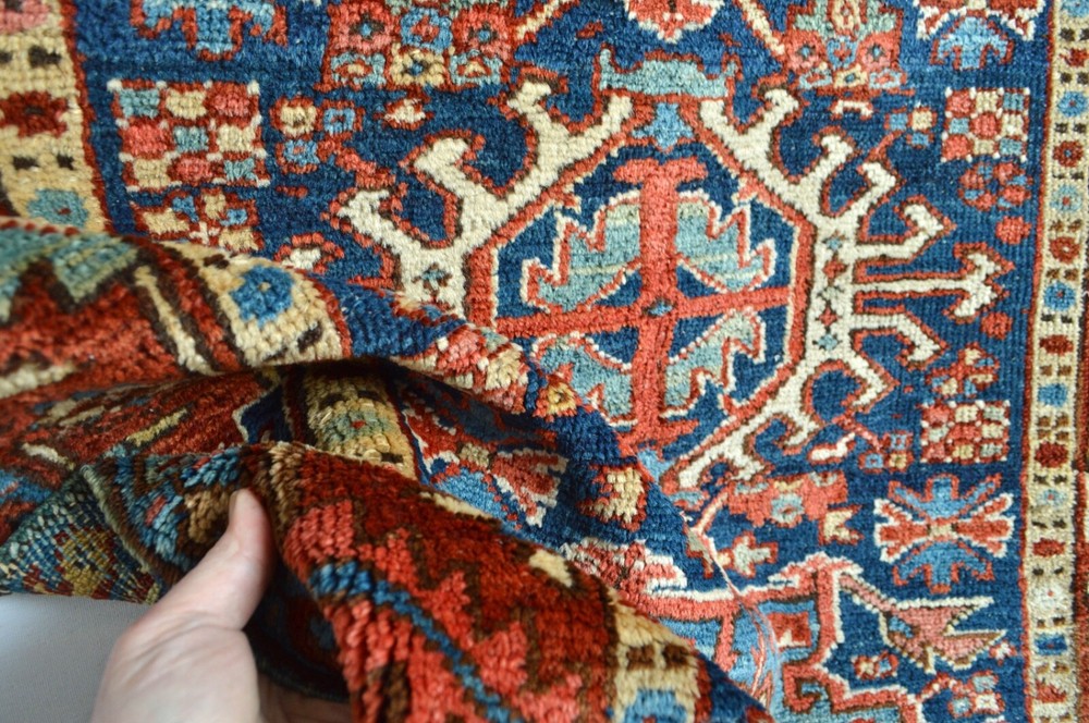 Amazing Antique Blue Ground Small Heriz Full pile circa 1900's ***WWS***