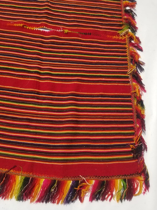 Vintage Traditional Handmade Indian Tarabuco Wool Multicolor Kilim 5.2x3.1ft gallery
