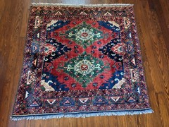 Antique Heriz Prayer Rug, Circa 1925, 4’2″X4’3″, Good Condition