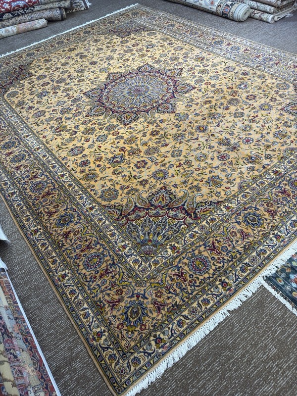 Handmade Silk & Wool Rug 10x13 Ft Fine Hand Knotted Oriental Carpet Used gallery