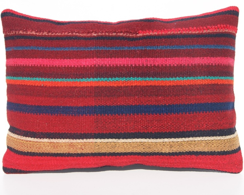 RECTANGLE 20"x14" KURDISH KELIM PILLOW COVERS WOOL HAND WOVEN RED AREA RUGS 30+
