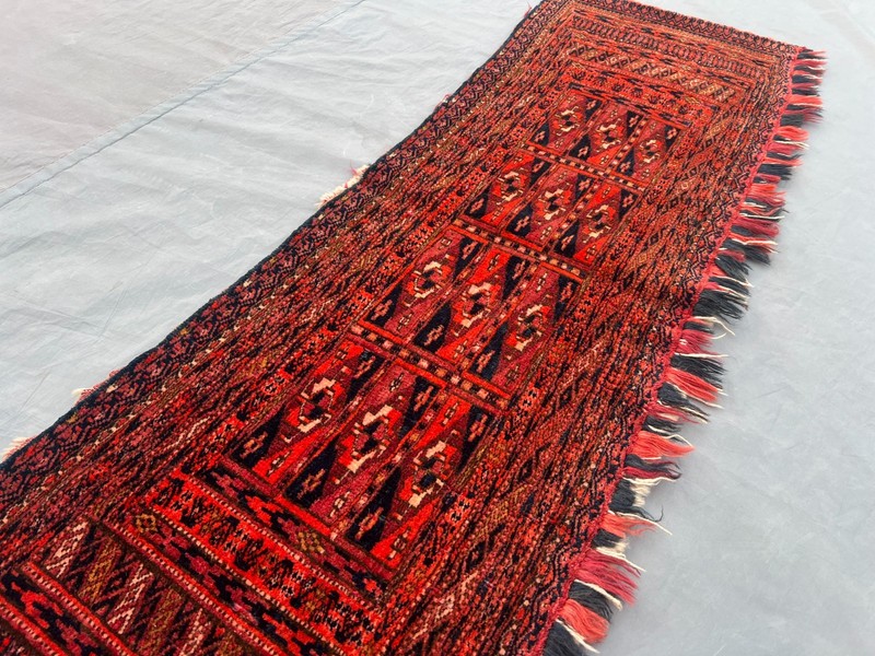 1'2 x 3'11 ft Antique Turkmen Chuwal Hand Knotted Tribal Wool Rug Rare Wall Rug gallery