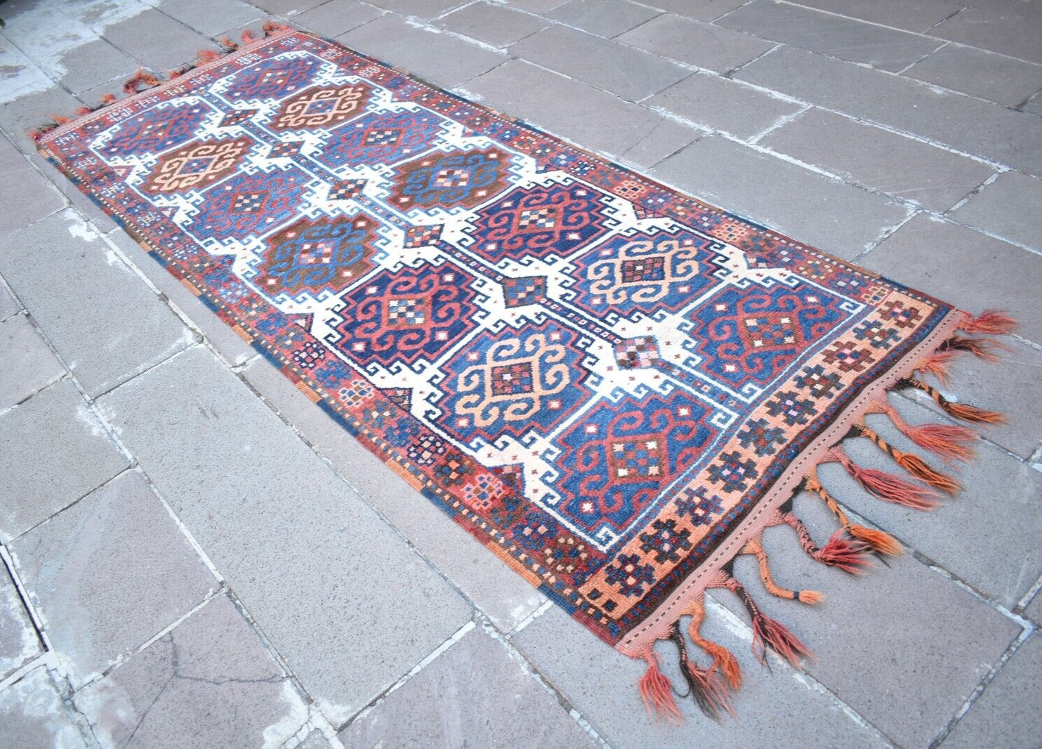 Fabulous Antique Rug 46'' x 116'' Hand Knotted Kurdish Herki Rug Famous Wool Rug gallery