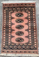 Vintage Afghan Rug: Hand-Knotted Bokhara Wool, Area Rug 2×3 ft Free Ship
