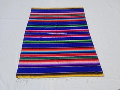 Vintage Traditional Handmade Mexican Saltillo Serape Wool Multi Kilim 7.1×5.1ft
