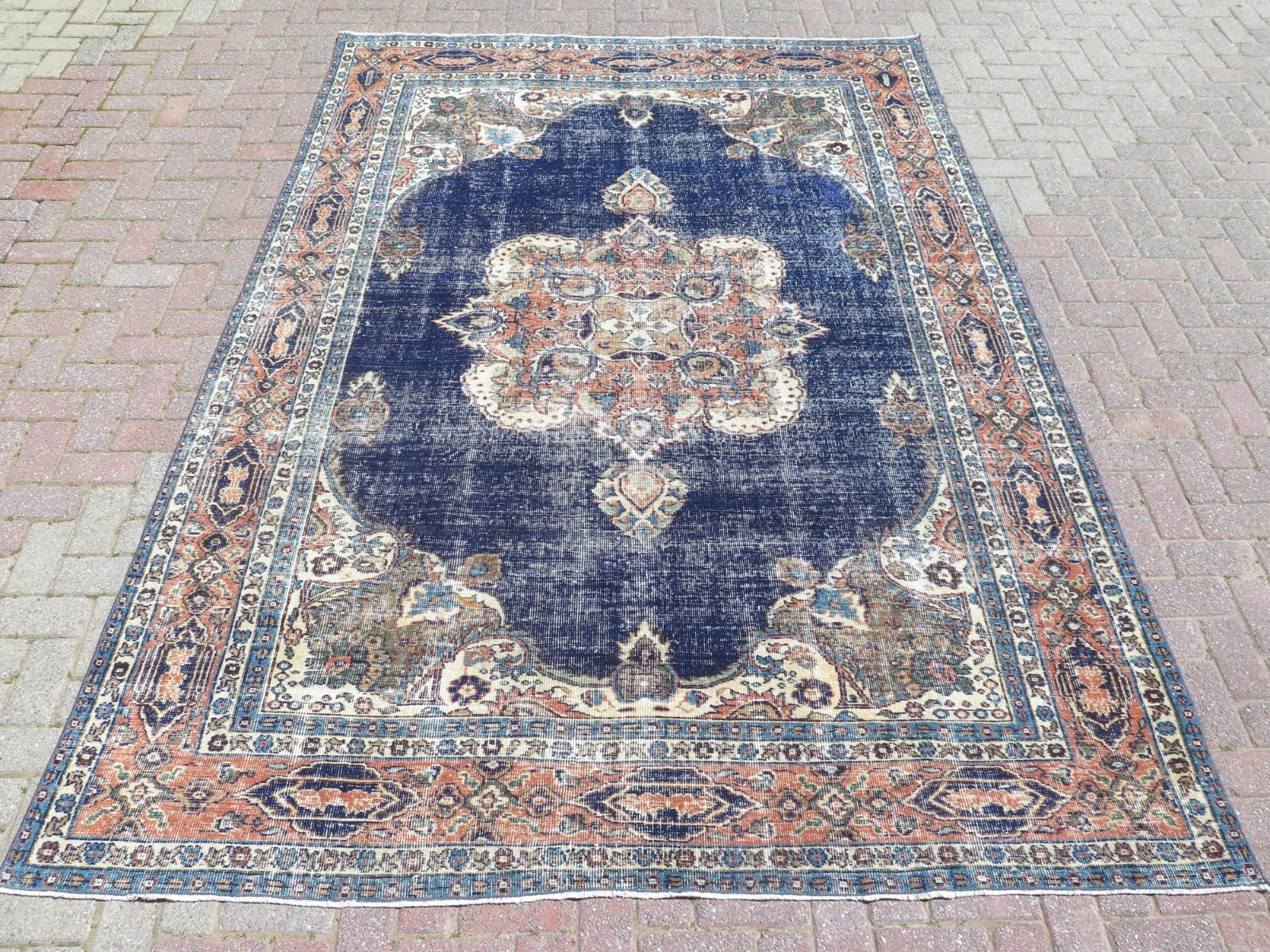 Turkish Rug, Antique Floor Carpet, Handmade Large Wool Classic Area Rug 84"x121" gallery