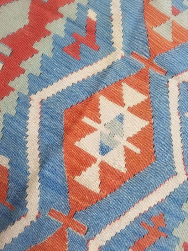 Distressed Fine Vintage Traditional Handmade Turkish Wool Kilim 5.9x3.8 ft gallery