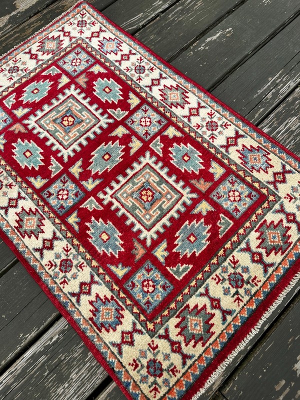 New Handmade Colorful Afghan Kazakh Accent Rug, 2'x3' gallery