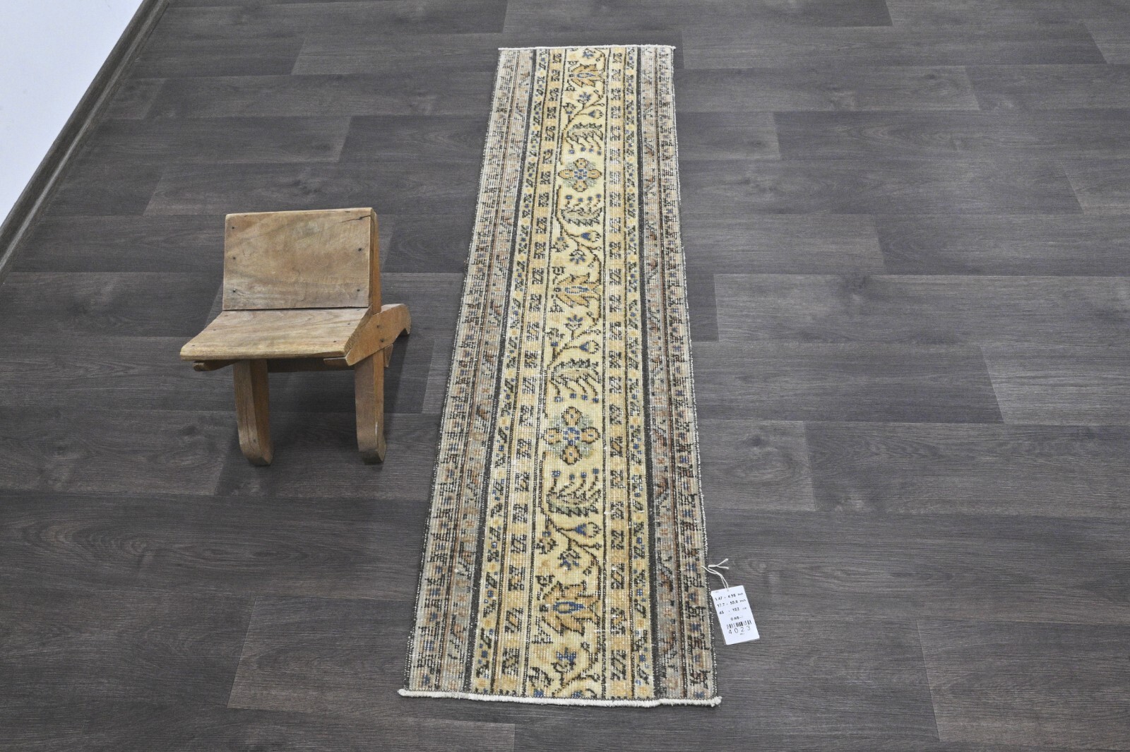 Vintage Turkish Runner Rug 1x5ft Wool Anatolian Handmade Hallway Oushak BEIGE gallery